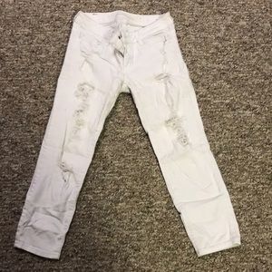 White distressed cropped Jeggins